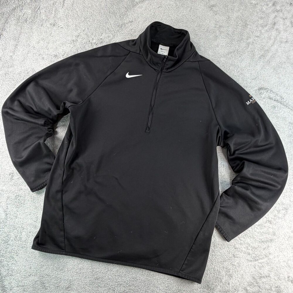 Nike Dri-FIT Mens M Black 1/4 Zip Pullover Golf Performance Markell Company Logo